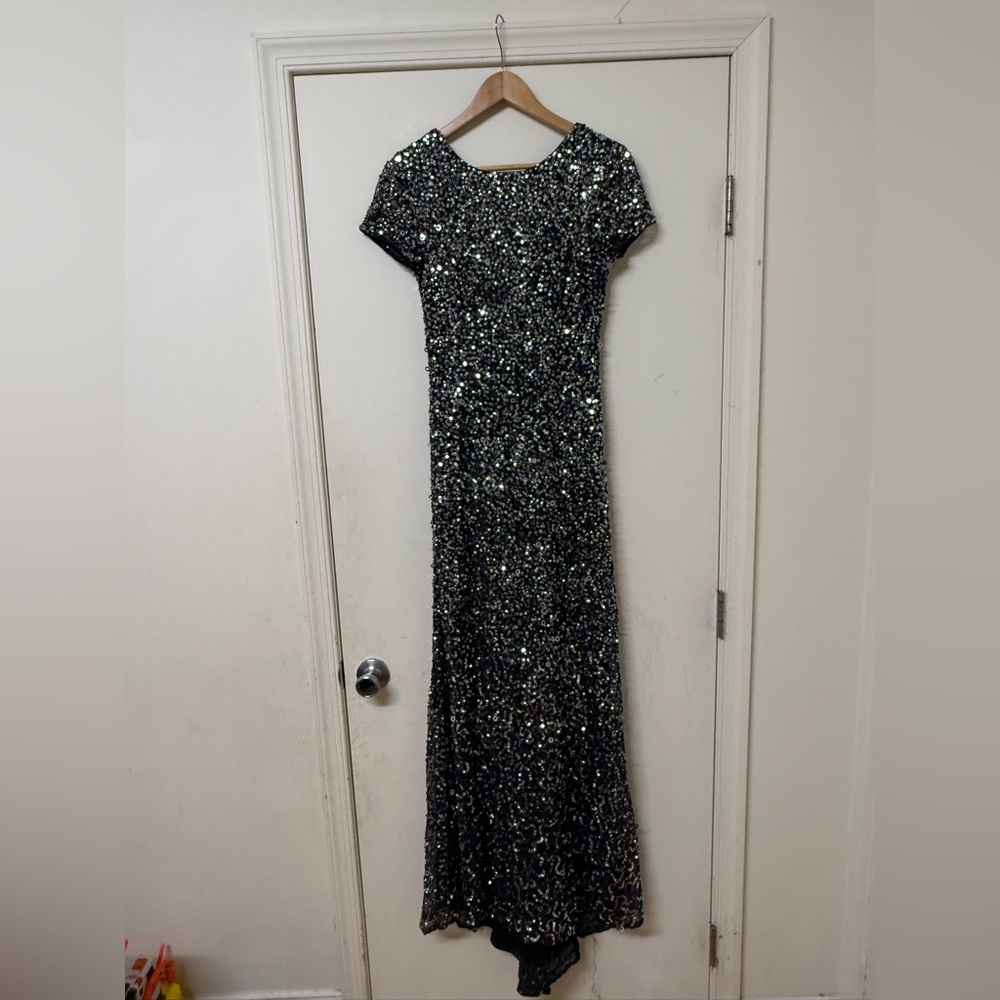 Adrianna Papell Glittering Black Maxi Dress